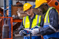 African with American Professional Team Workers in Industry with Safety Uniform and Hard Hat - PhotoDune Item for Sale