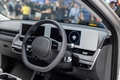 Modern EV car luxury interior steering wheel with full LCD touch panel display futuristic design - PhotoDune Item for Sale
