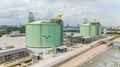 Natural gas storage. LPG tank at sea shore. large LNG or liquefied propane tank at ocean seaside. - PhotoDune Item for Sale