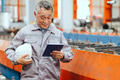 Professional senior engineer, Japanese expert engineer male happy working in heavy industry - PhotoDune Item for Sale