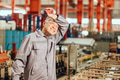 Tired stress senior worker, old man engineer hard working in heavy industry health problem from hot - PhotoDune Item for Sale