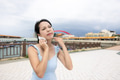 Woman wipe sweat with tissue during summer - PhotoDune Item for Sale