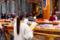 Asian woman pray in Chinese temple - PhotoDune Item for Sale