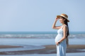 Asian Pregnant Woman Standing By Seaside - PhotoDune Item for Sale