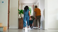 Parents And Children Opening Front Door And Leaving Home Together - PhotoDune Item for Sale