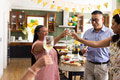 At home, diverse group of seniors toasting with wine glasses, celebrating together - PhotoDune Item for Sale