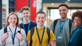 Portrait Of College Student Friends Meeting In Busy Communal Campus Building - PhotoDune Item for Sale
