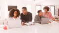 Family With Older Children Using Laptops At Home Together - PhotoDune Item for Sale