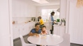 Family At Home In Kitchen Cooking, Doing Chores And Painting Picture - PhotoDune Item for Sale