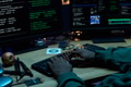 Young Black Man Typing Code on Computer Keyboard in Dark Office - PhotoDune Item for Sale