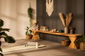 Modern Yoga Studio Interior Featuring Wooden Bench and Meditation Accessories - PhotoDune Item for Sale