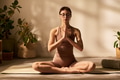 Young Adult Caucasian Woman Meditating in Lotus Position Practicing Mindfulness - PhotoDune Item for Sale