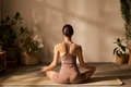 Young Adult Woman Practicing Meditation on Yoga Mat Indoors - PhotoDune Item for Sale
