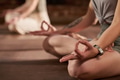 Young Adult Caucasian Woman Practicing Mindful Breathing during Meditation Session - PhotoDune Item for Sale