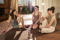 Young Adult Caucasian Women Relaxing after Yoga Class and Drinking Water - PhotoDune Item for Sale