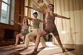 Young Adult Women Practicing Yoga Poses during Group Fitness Class - PhotoDune Item for Sale