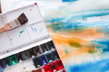 Drawing tool, watercolor palette, artist workplace - PhotoDune Item for Sale