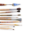 Drawing tools, set of dirty paint brushes in row - PhotoDune Item for Sale