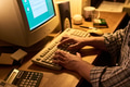 Man Typing on Desktop Computer in Office Setting - PhotoDune Item for Sale