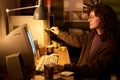 Caucasian Woman Using Vintage Computer at Home - PhotoDune Item for Sale