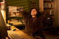 Caucasian Woman Relaxing with Headphones at Home Office Desk - PhotoDune Item for Sale