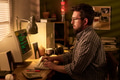 Caucasian Young Adult Man Coding on Vintage Computer in Retro Office Setting - PhotoDune Item for Sale