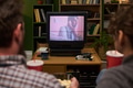 Caucasian Couple Watching Movie Together While Eating Popcorn - PhotoDune Item for Sale