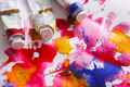 Artistic colorful background. Oil-paint tubes on watercolor drawing - PhotoDune Item for Sale