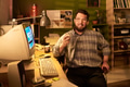 Portrait of Caucasian Adult Man Smiling While Using Computer Mouse - PhotoDune Item for Sale