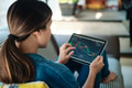 Woman Trading Online With Tablet On Sofa - PhotoDune Item for Sale