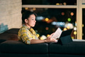 Woman working from home at night - PhotoDune Item for Sale