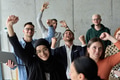 A diverse team of business professionals ecstatically celebrating their success in a modern office - PhotoDune Item for Sale