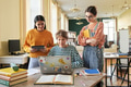 Collaborating in Study Room with Electronic Devices - PhotoDune Item for Sale