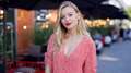 Elegant Woman Enjoying Evening at Outdoor Cafe - PhotoDune Item for Sale