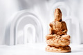 Wooden buddha statue in minimalist white background - PhotoDune Item for Sale